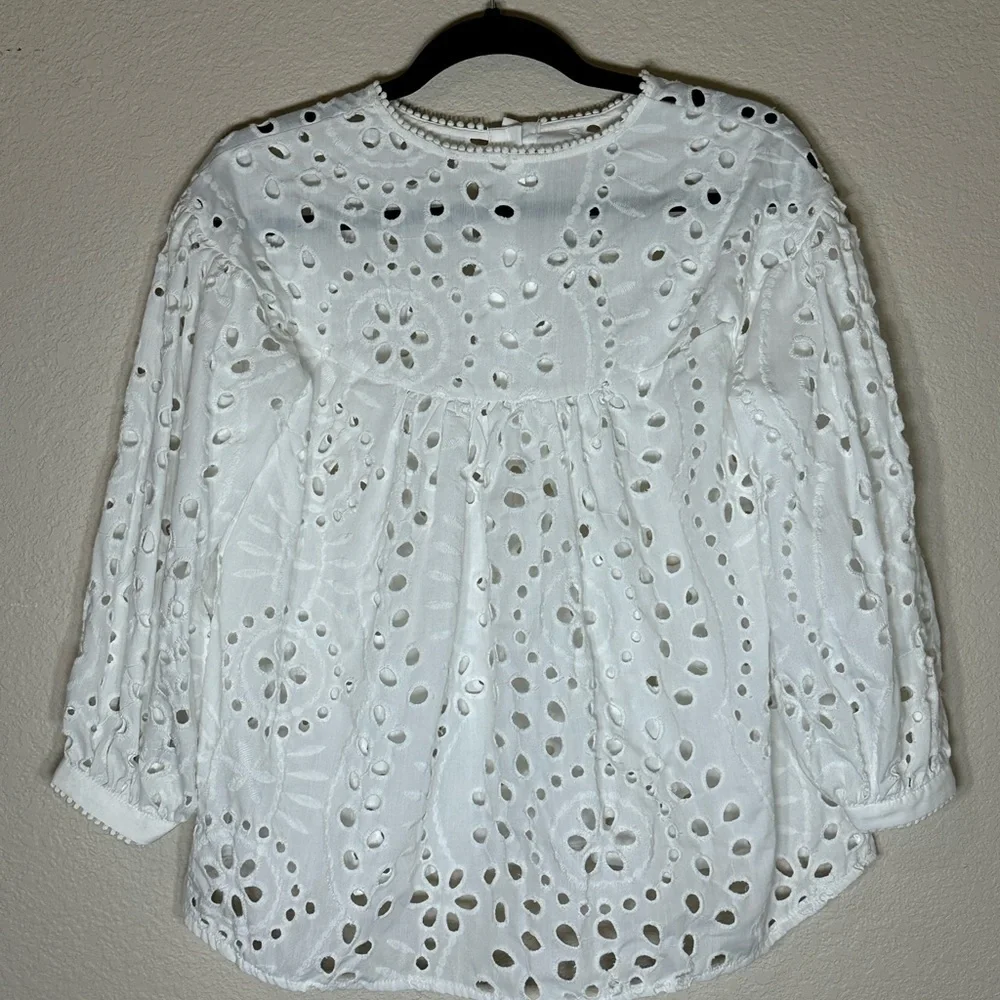 Boho Elegant Classic White Sheer Eyelet Top from SHEIN S Feminine Oversized - Picture 7 of 7